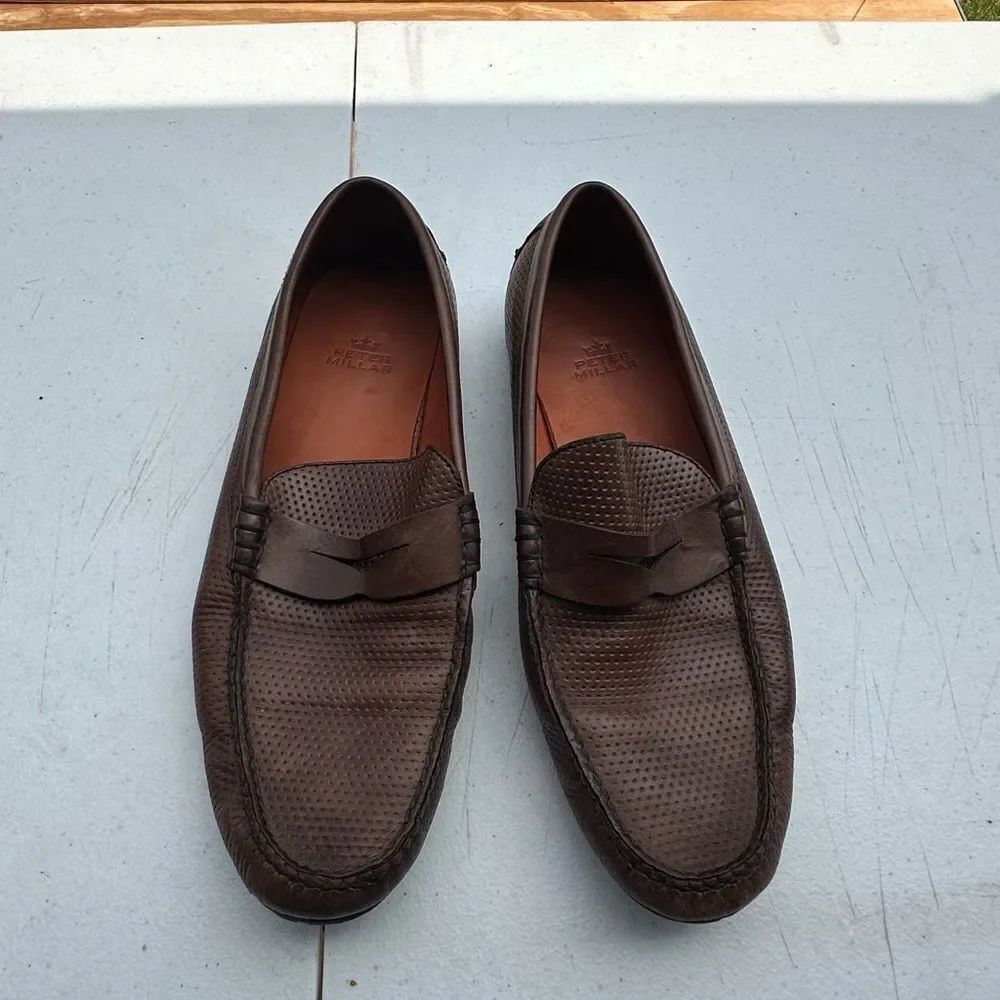 Peter Millar Brown Leather Loafers